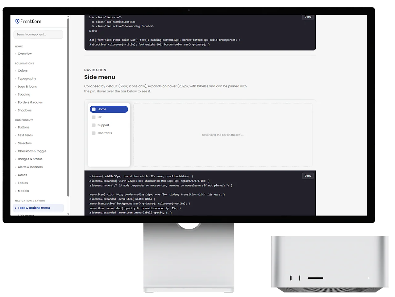 Component code ready to copy