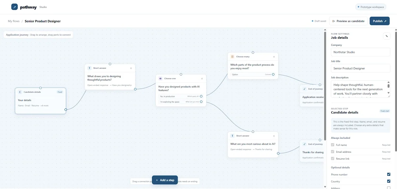 Pathway flow builder