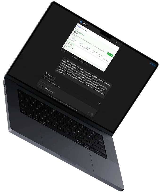 MarcaFlow on a tilted laptop
