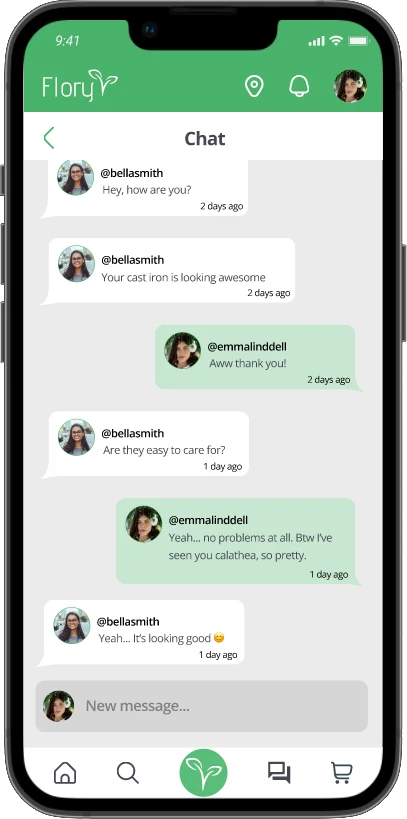 Chat screen after the usability study