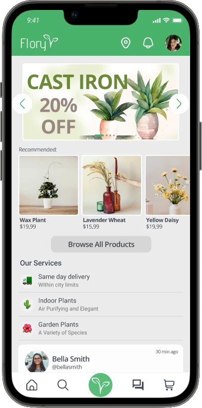 Homepage mockup with a featured offer