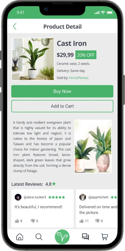 Product detail mockup