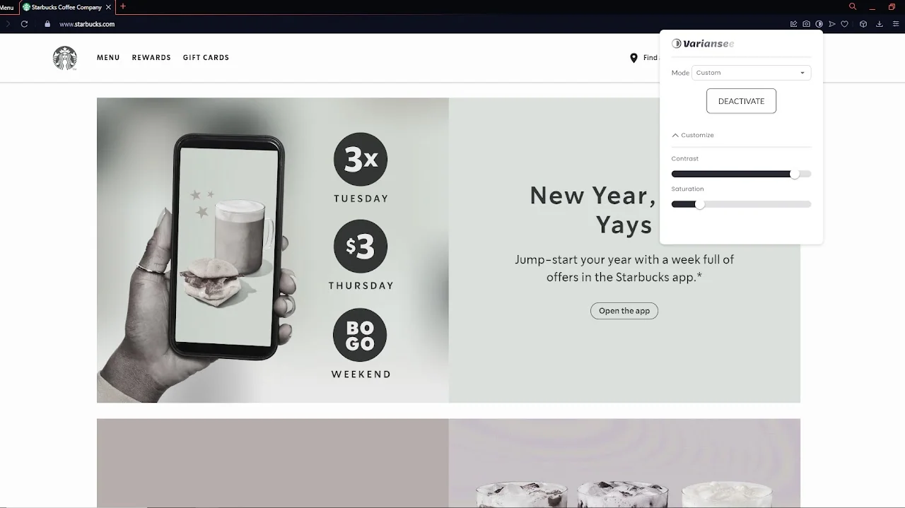 Variansee: browser extension for contrast adjustment