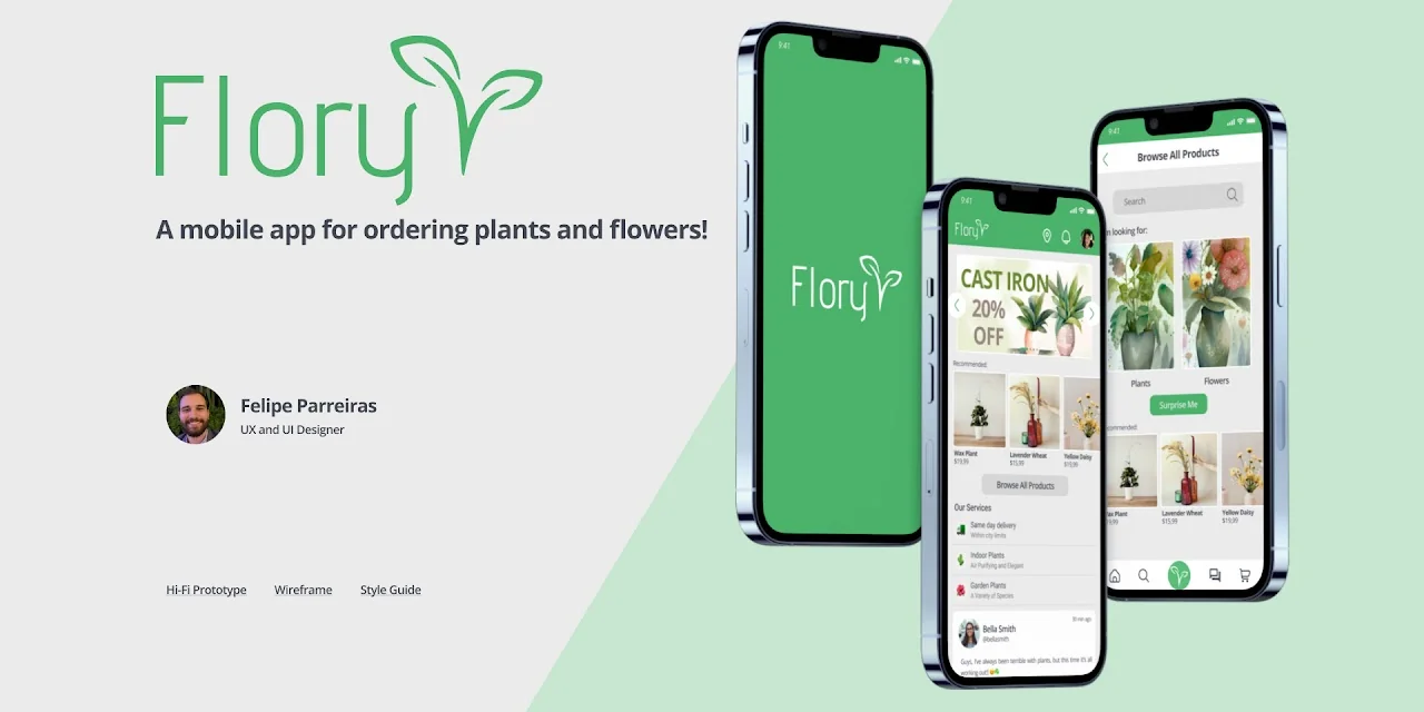 Flory mobile app screens