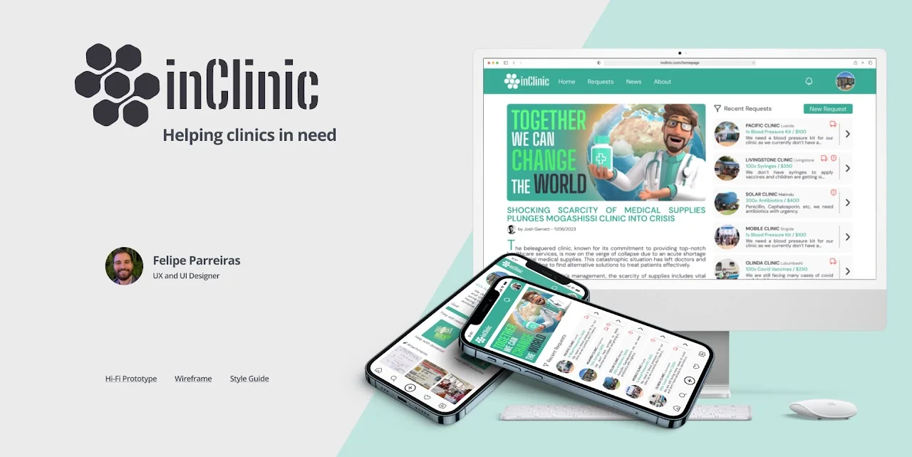 inClinic app and desktop screens